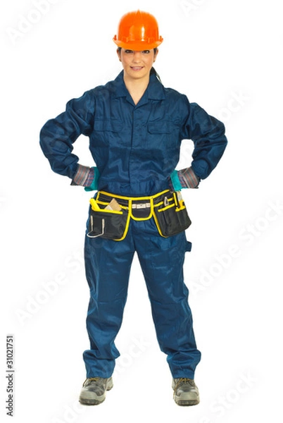 Fototapeta Constructor worker woman with attitude
