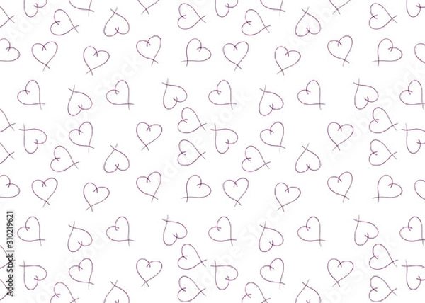 Fototapeta white seamless pattern with violet hearts. Love concept. Heart shape