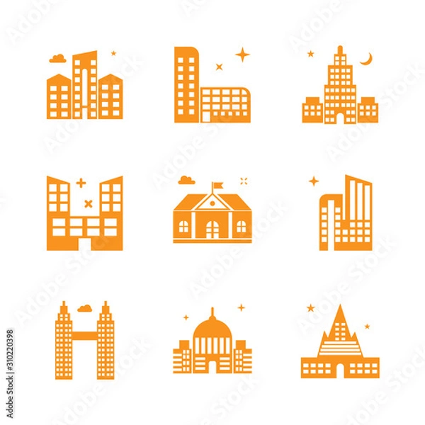 Obraz Building and company solid icon set