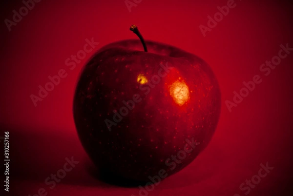Obraz One Red apple on red background
