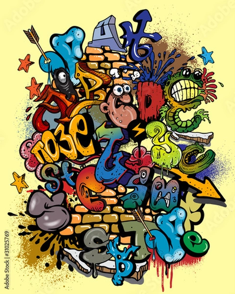 Fototapeta Graffiti elements vector