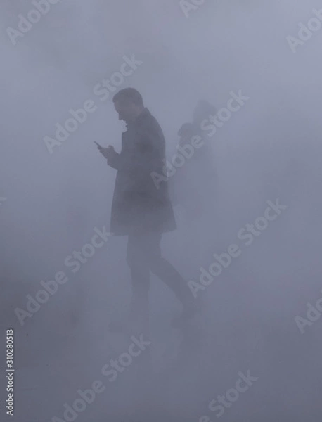 Fototapeta man in fog
