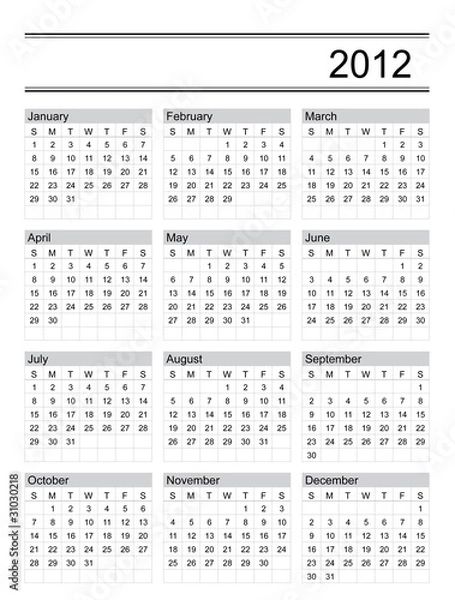 Obraz calendar 2012