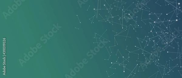 Obraz Abstract scientific primitive structures background with empty space. Polygonal chaotic structure, conection, chemistry, lines and dots, web visualization