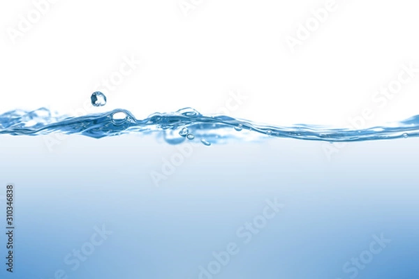 Fototapeta Water splash Aqua flowing in waves and creating bubbles Drops on the water surface feel fresh and clean isolated on white background