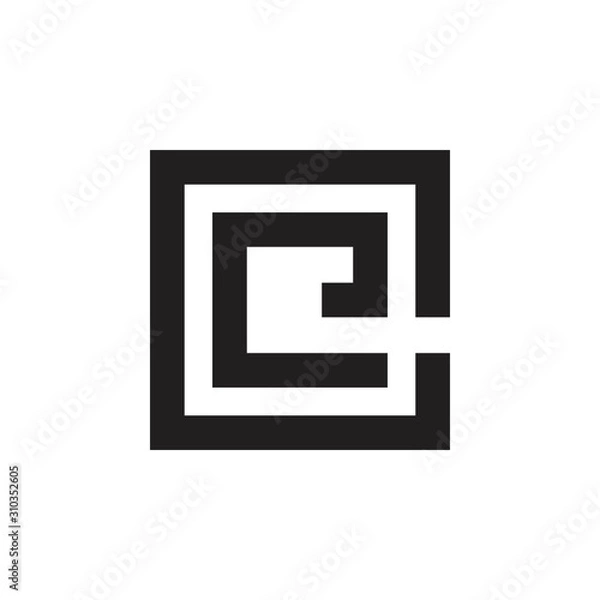 Fototapeta letter ec simple square geometric logo vector