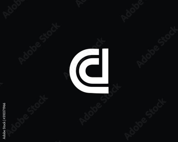Fototapeta Minimalist Letter CD DC Logo Design , Editable in Vector Format in Black and White Color