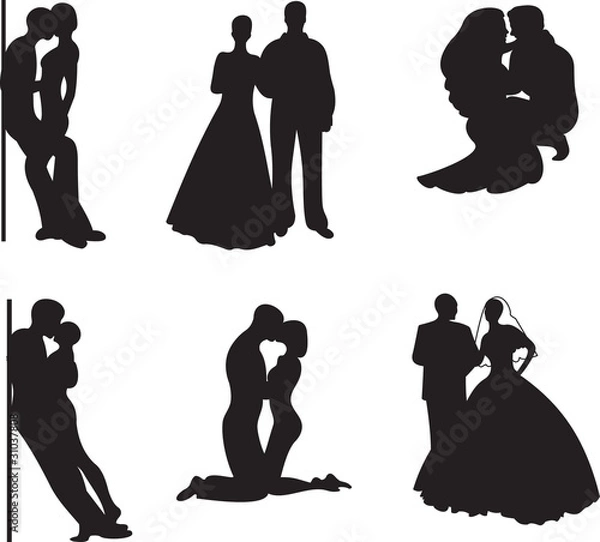 Obraz Couple Silhouette. Vector set
