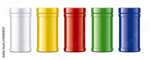 Fototapeta Set of plastic Jars. Colored Glossy surface version. 