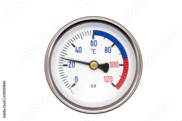 Fototapeta Thermometer Comfortable Meter Analog measuring equipment. on white background.