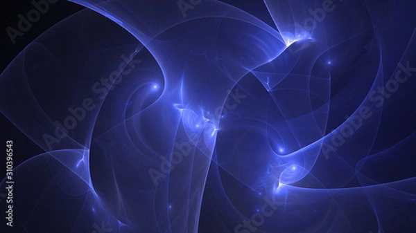 Fototapeta 3D rendering abstract blue fractal light background