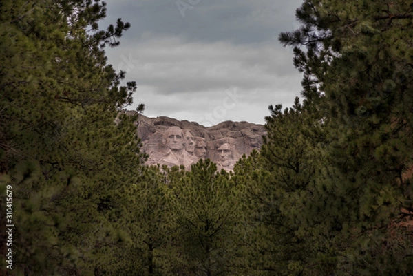 Fototapeta Mount Rushmore through the trees 