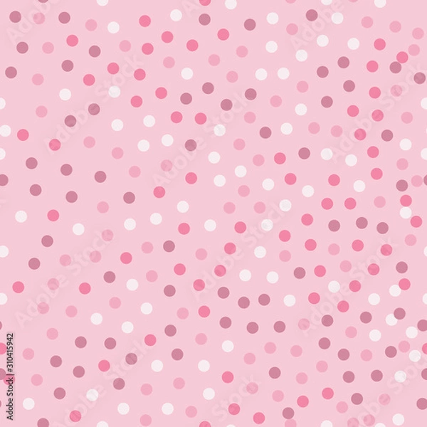 Fototapeta Polka dot seamless pattern Abstract texture with small circles. Pink dotted geometric background ombre shades of pink