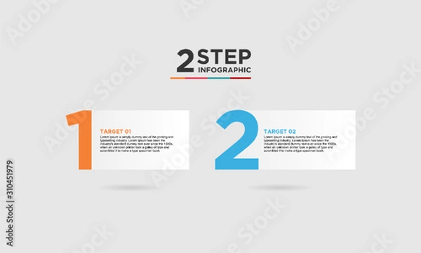 Fototapeta 2 step infographic element. Business concept with 2 options, steps or processes. data visualization. Vector illustration.