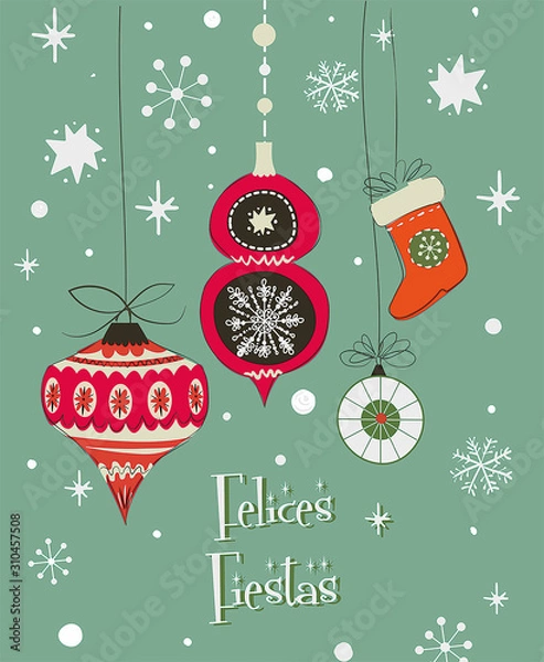 Obraz Merry Christmas Greetings Card in Spanish