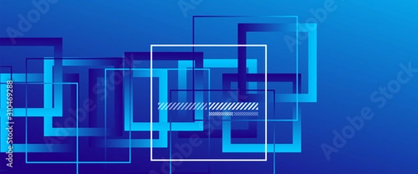 Fototapeta Abstract background with simple square or rectangle geometrical shapes. Geometric template with fluid gradients. Line design, technology concept. Vector Illustration For Wallpaper, Banner Background