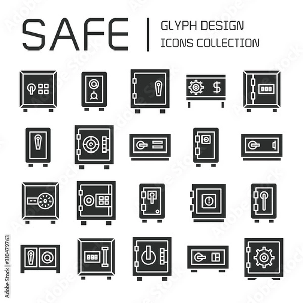 Fototapeta safe icons set vector