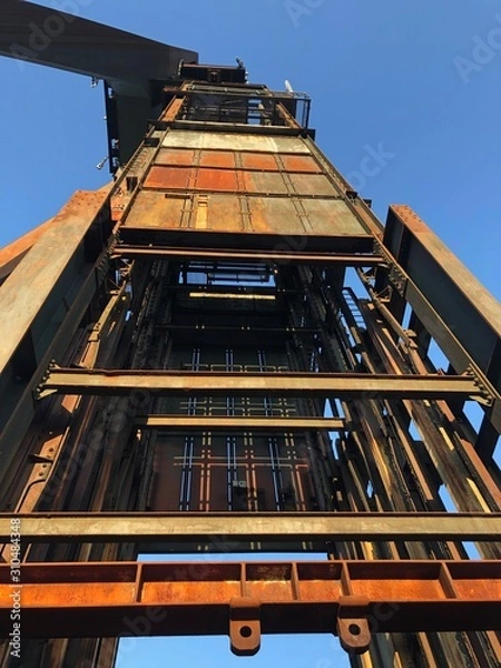 Obraz coal mine tower with clear blue sky 