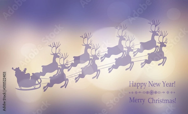 Fototapeta Santa Claus riding in a sledgeint