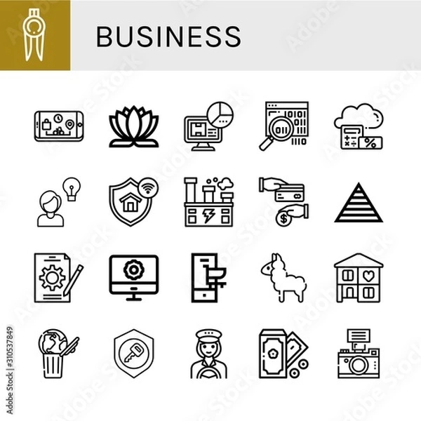 Fototapeta business simple icons set