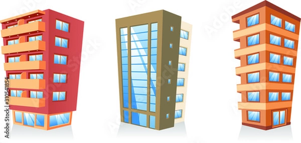 Obraz cartoon buildings set