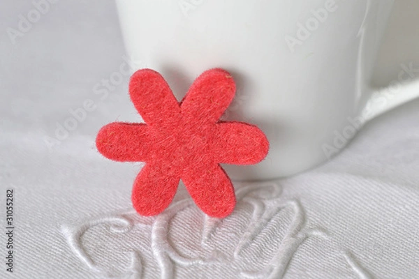 Obraz déco table fleur feutrine