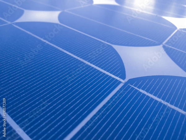 Obraz Close-up of Solar energy panel photovoltaics module in the sea offshore.