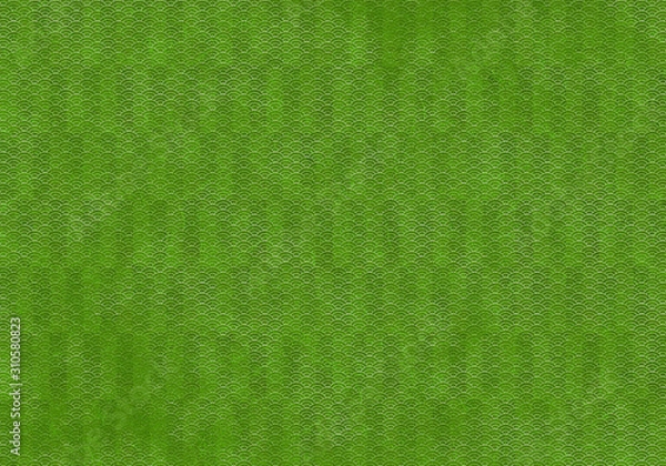 Fototapeta 背景：青海波 市松模様 波 海 市松 伝統 和風 和柄 図案 壁紙 テクスチャー 緑 屏風