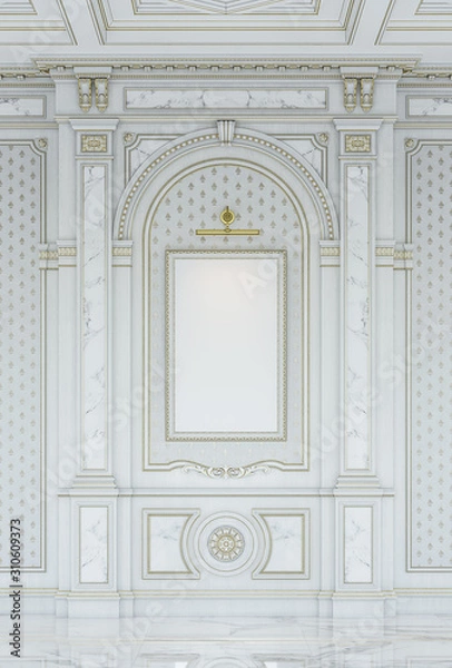 Fototapeta Carved wooden panels with a wooden ceiling. 3d rendering