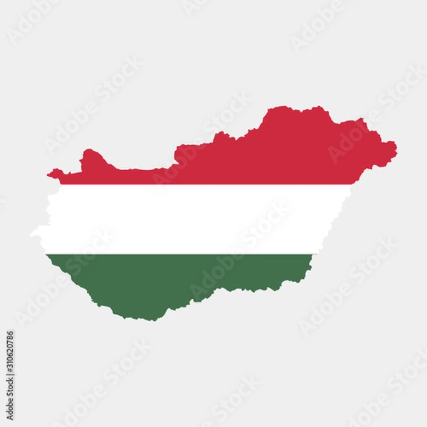 Obraz Vector illustration of Hungary flag map. Vector map.