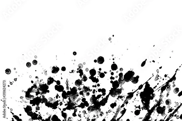 Fototapeta Black ink or watercolor textures splashes and streaks on white background,Abstract watercolor,Abstract ink	