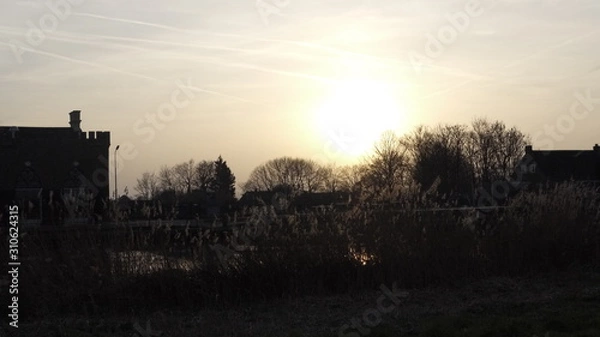 Fototapeta sunset in city