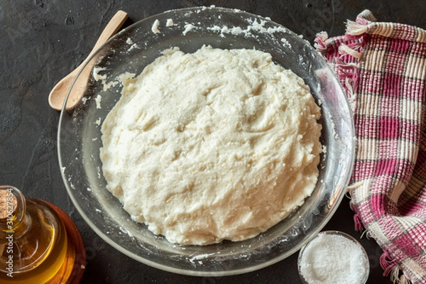 Fototapeta Preparation and ingredients of corn arepas
