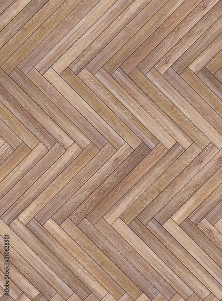 Fototapeta Seamless wood parquet texture herringbone light brown