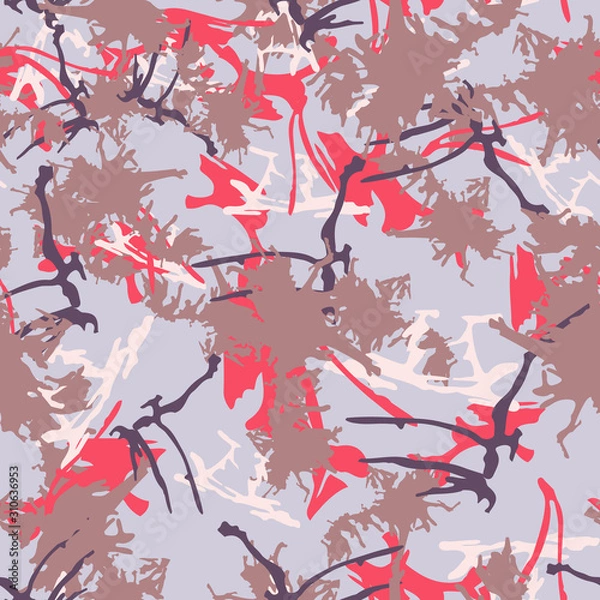 Fototapeta UFO camouflage of various shades of violet, red, pink and beige colors