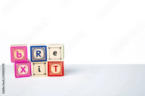 Fototapeta Childrens Wooden Alphabet Blocks Spelling the Word Brexit