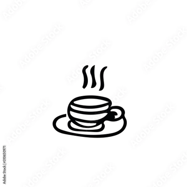 Obraz cup and saucer in hand drawn style. hot drink tea coffee scandinavian doodle style.