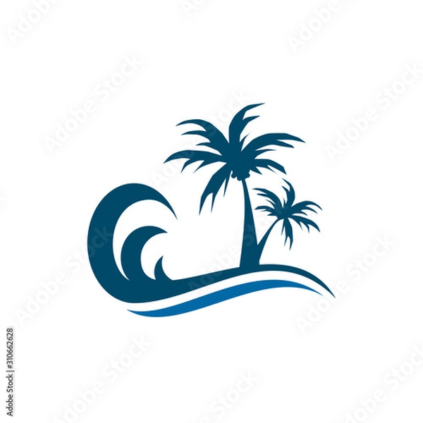 Fototapeta Coconut tree icon logo design vector template