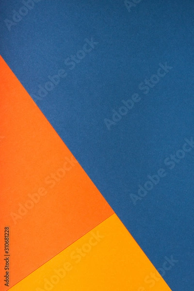 Obraz Abstract geometric paper background. Trendy blue and orange colors, active lines.