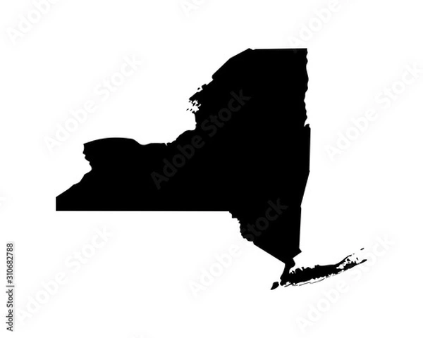 Fototapeta Vector isolated simplified illustration icon with black silhouette of New York map - state of the USA. White background
