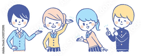 Fototapeta 色々な場所を紹介する学生