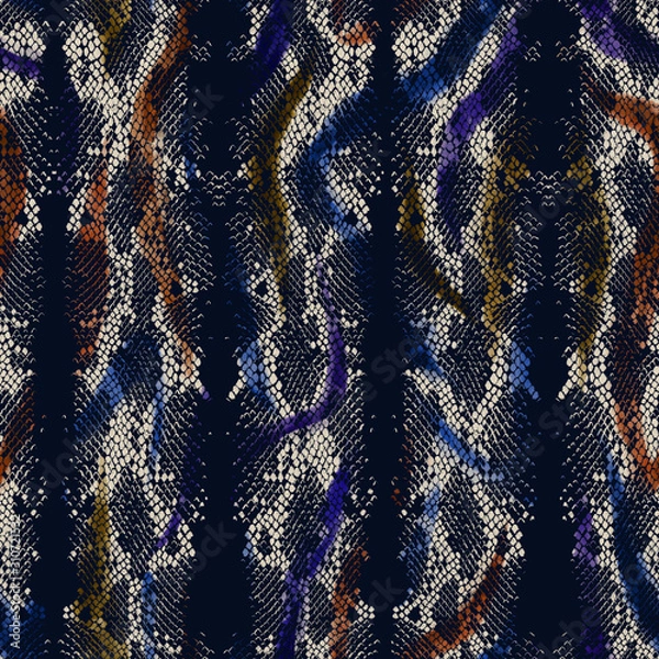 Obraz Snake skin print animal leather seamless pattern. Abstract snake texture background. Decorative python ornament for textile fashion fabric design.
