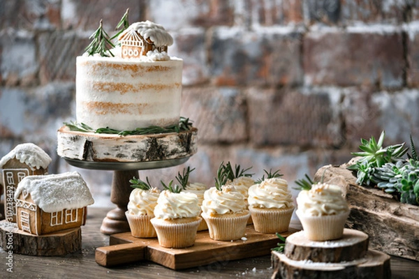 Obraz Winter dessert table.