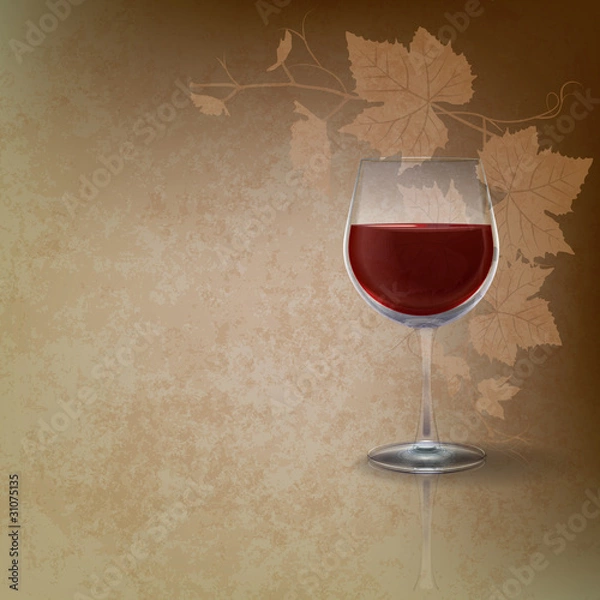 Fototapeta abstract grunge illustration with wineglass