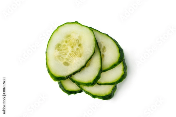 Fototapeta Closeup of green cucumber slices