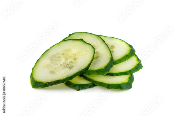Fototapeta Closeup of green cucumber slices