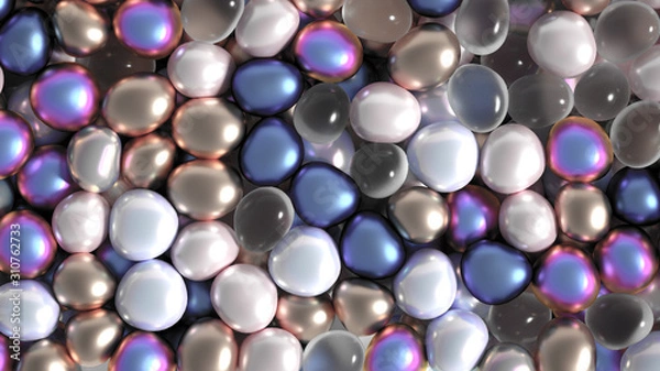 Obraz Beautiful background with beads, particles and simulation. 3d illustration, 3d rendering.