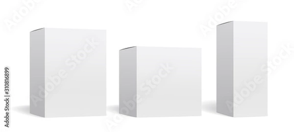 Obraz Packaging box mockup vector set, 箱のモックアップ