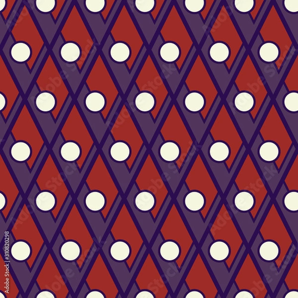 Obraz Ikat pattern. Seamless design. Vector background with tribal rhombuses. Ethnic fashion tiles. Suitable for bed linen, clothes.