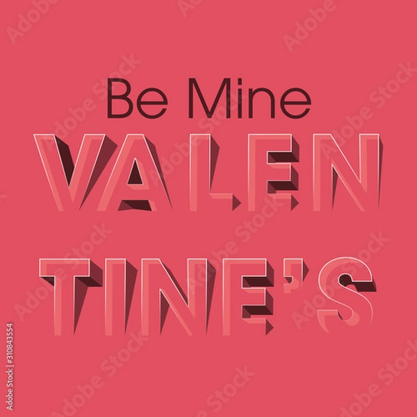 Fototapeta Valentines Day elegant hand text banner. Valentine greeting card template with calligraphy happy valentine`s day and heart on background. Vector illustration